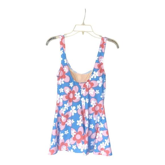 Esther Williams NWT Retro Chic Let Fun Bloom One Piece Swim Dress Shorts Size 12 - Picture 4 of 13